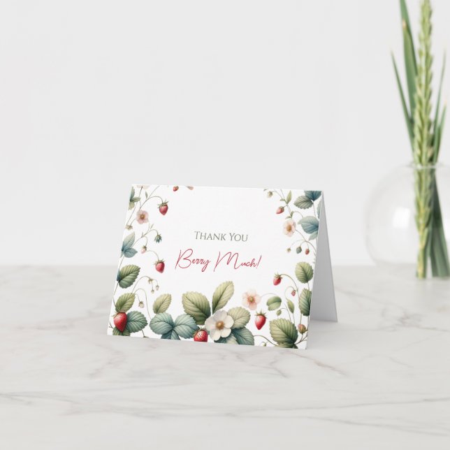 Merci beaucoup, Cartes de remerciement fraise (Devant)