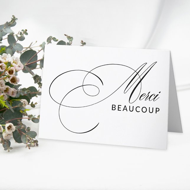 Merci Beaucoup Elegant Calligraphy Vielen Dank Dankeskarte (A simply elegant way to say thanks.)