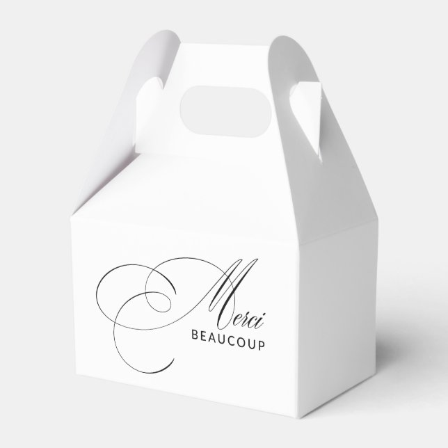 Merci Beaucoup Elegant Calligraphy Vielen Dank Geschenkschachtel (Vorderseite)