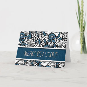 Merci Beaucoup in Blue Blank Französisch Dankeskarte