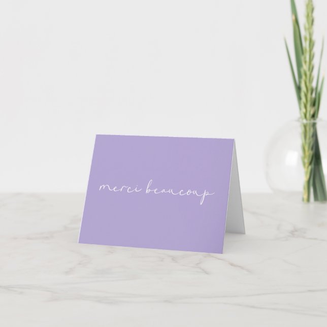 Merci Beaucoup Minimalistisch Lavender Lila Franzö Dankeskarte (Vorderseite)