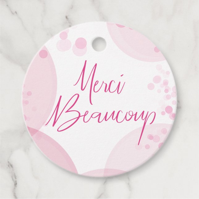 Merci Beaucoup Pink und White Bokeh Vielen Dank Geschenkanhänger (Vorderseite)