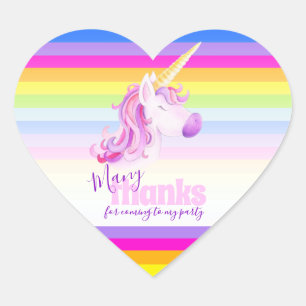 Merci beaucoup unicorne rainbow party stickers