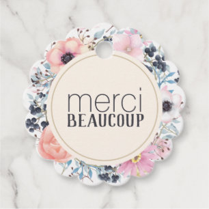 Merci Beaucoup Vielen Dank für Ihren floral Busine Geschenkanhänger
