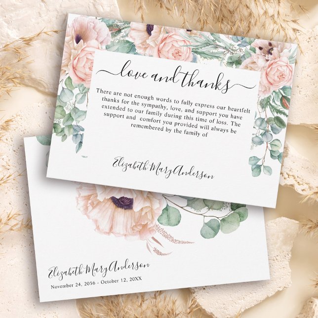 Merci Bereavement Blush Pink Floral Memorial (Créateur téléchargé)