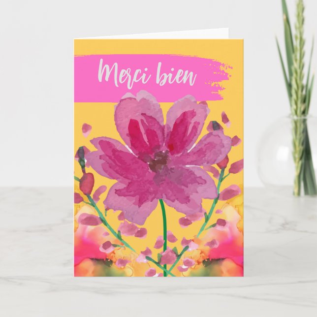 Merci bien Vielen Dank für Ihre französische Aquar Karte (Vorderseite)