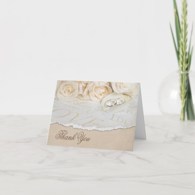 Merci blanc de roses de mariage (Devant)