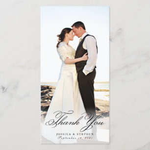 Merci blanc élégant simple Carte photo 8x4