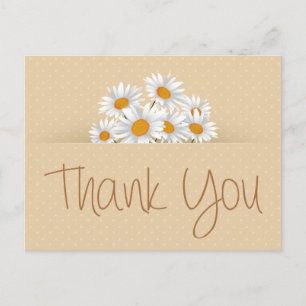 Merci blanc marguerite florale point rose Carte po
