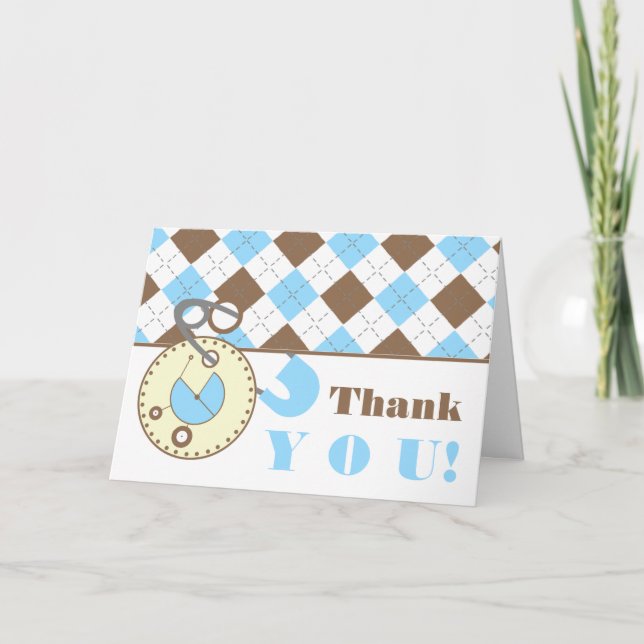 Merci bleu de baby shower - Pin de couche-culotte (Devant)