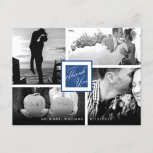 Merci bleu marine Mariage 4 Photo Carte postale