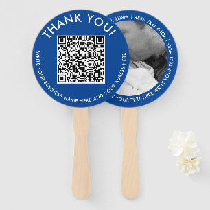 Merci Blue Site Web QR Code Photo Éventail