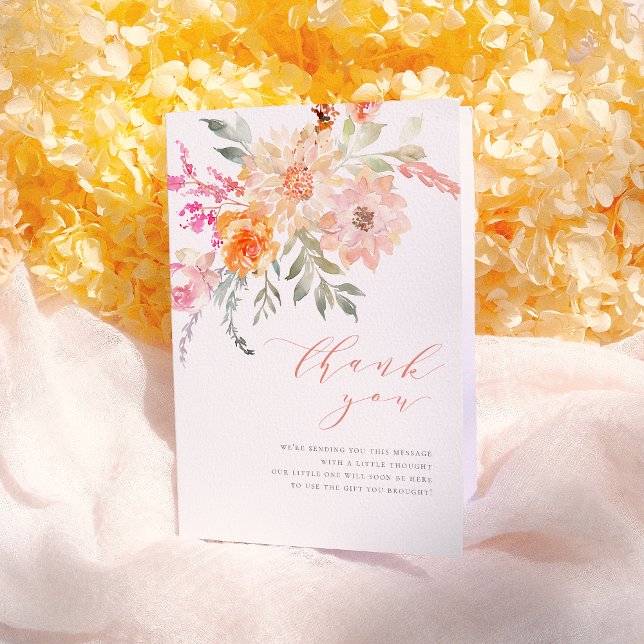 Merci | Blush & Turquoise Spring Floral Baby showe (Créateur téléchargé)