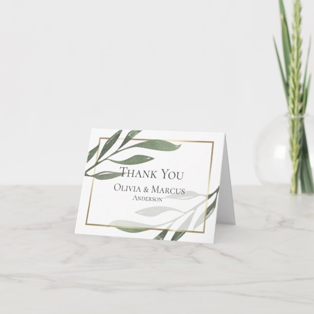Merci | Branche de olivier vert sauge aquarelle (Devant)