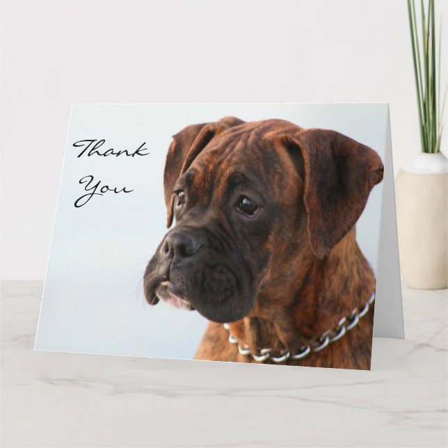 Merci Brindle boxer chiot grande carte de voeux (Devant)