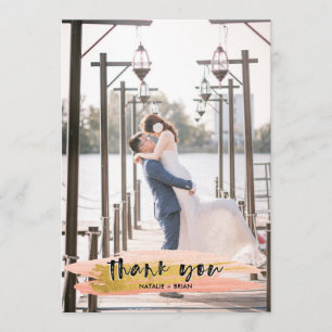Merci brossé rose et or 2 Carte photo