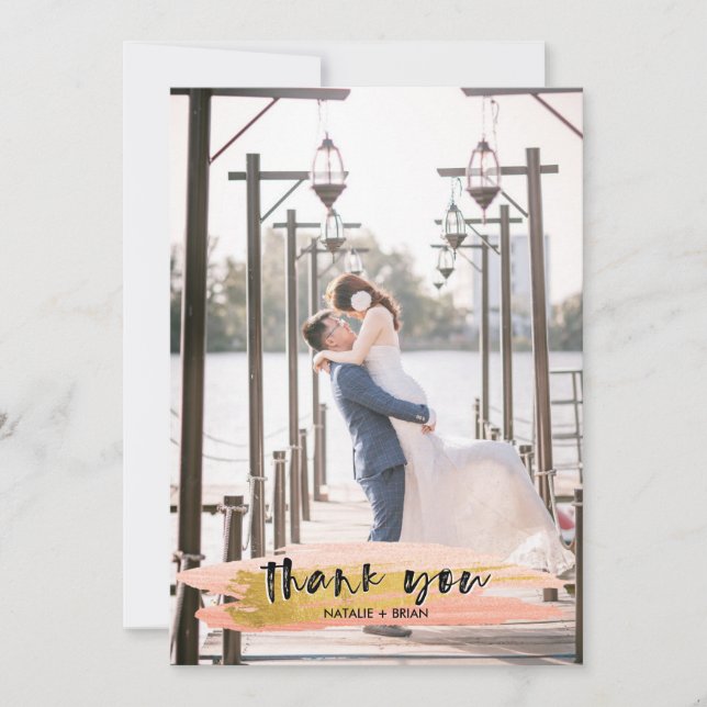 Merci brossé rose et or 2 Carte photo (Devant)