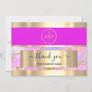 Merci Business Insertion Carte Holographe Logo Or