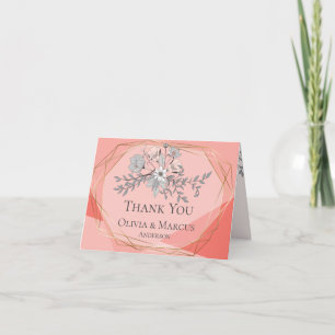 Merci   Cadre géométrique Coral Floral Or