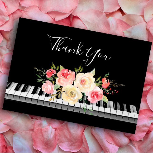 merci calligraphie piano rose bouquet jaune (Créateur téléchargé)