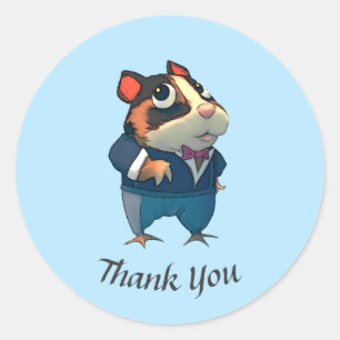 Merci caricature Guinée Cochon rond Sticker Étique