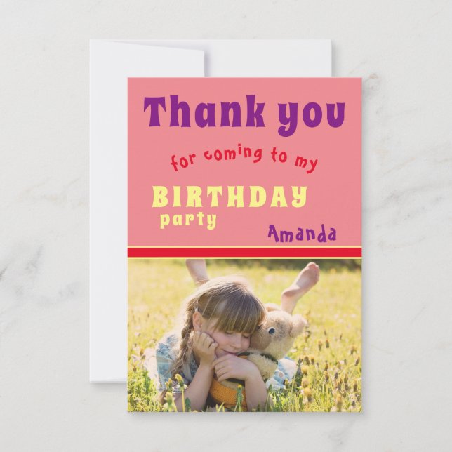 Merci Carte de fête d'anniversaire Enfants Photo (Devant)