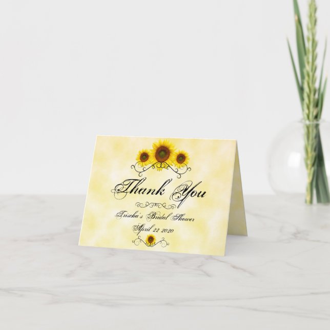 Merci Carte de Remerciement Mariage Tournesol (Devant)