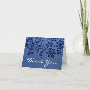 merci carte de voeux élégante bleue de note ou