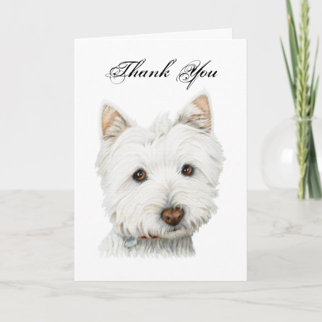 Merci, carte de voeux mignonne de chien de Westie (Devant)