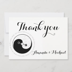 MERCI CARTE MARIAGE b/w Yin Yang colombe Harmony