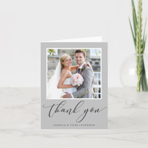 Merci CARTE PHOTO élégant mariage gris pâle