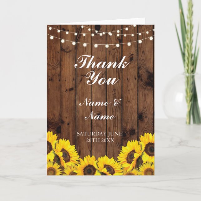 Merci Cartes Mariage de tournesol nuptiale (Devant)