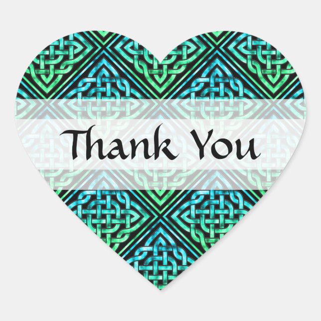 Merci Celtic Knot - Bleu Green Heart Sticker (Devant)