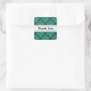 Merci Celtic Knot - Bleu Vert Carré Stickers