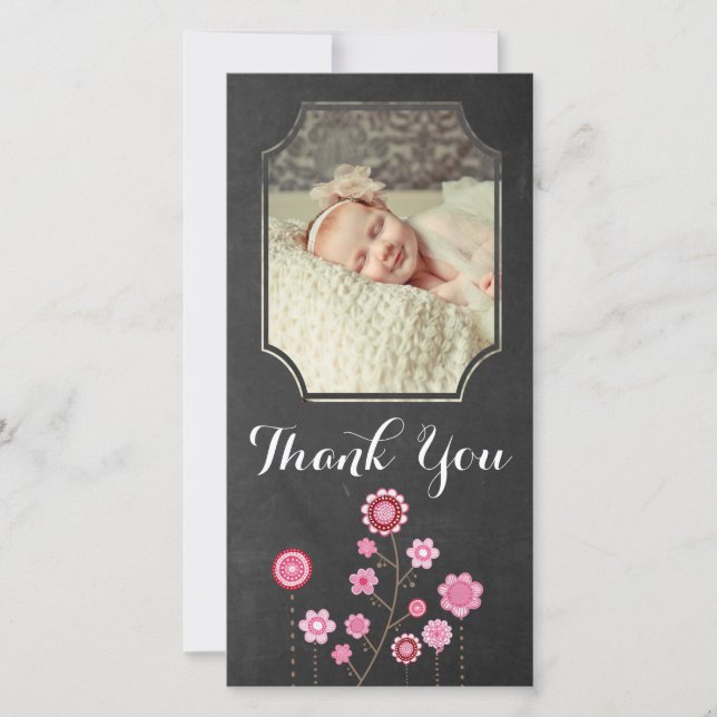 Merci Chalkboard Baby Girl Carte photo Modèle (Devant)