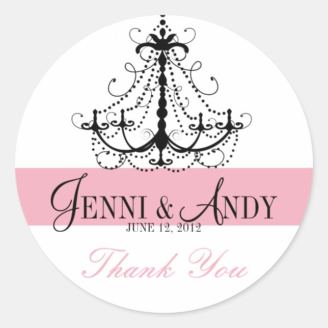 Merci Chandelier Noms Stickers Faveur Mariage (Devant)