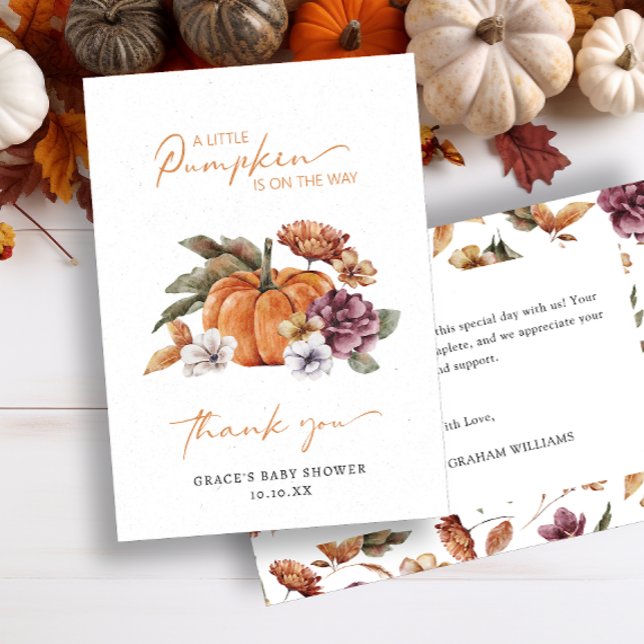 Merci citrouille Baby shower (A Little Pumpkin Baby Shower Thank You Card)