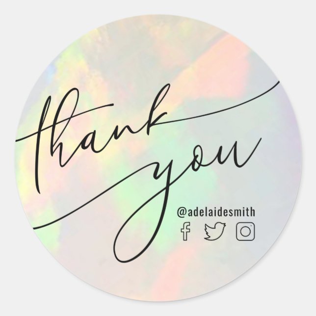 merci clair opal classique rond autocollant (Devant)