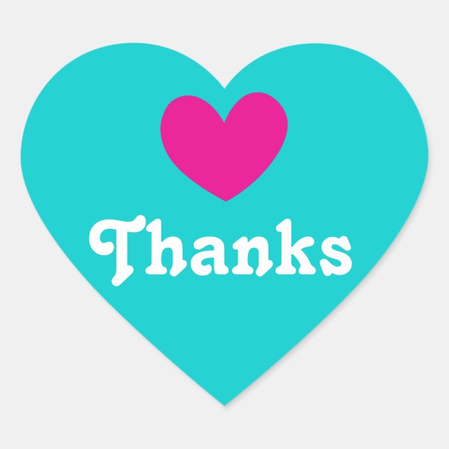 Merci coeur rose aqua blanc stickers (Devant)