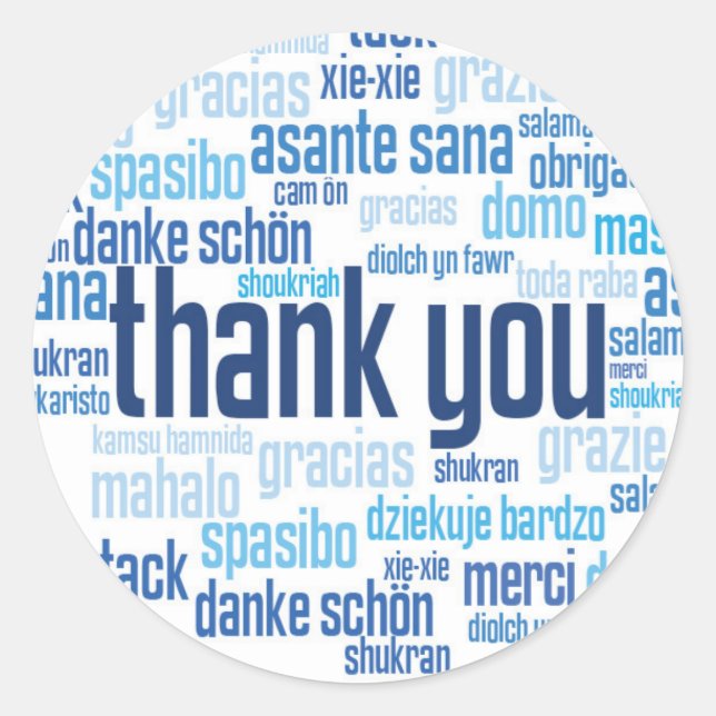 Merci coloré enveloppe bleue autocollant (Devant)