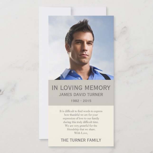 Merci commémoratif personnalisé de sympathie de (Devant)