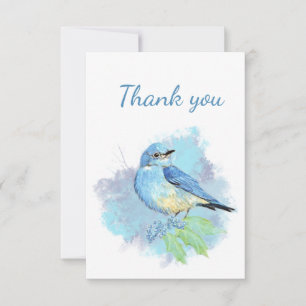 Merci Cute Aquarelle Bleu Jardin Oiseau Art