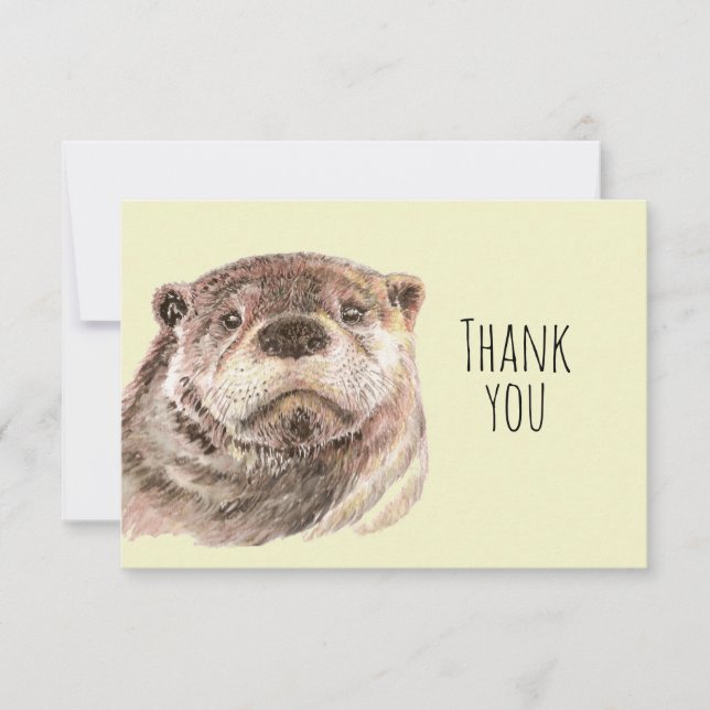 Merci Cute Aquarelle Otter Animal Art Nature (Devant)