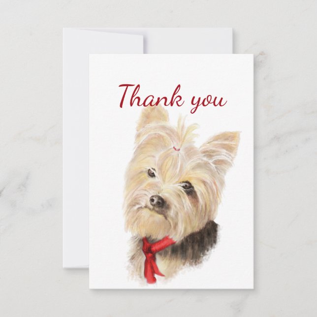 Merci Cute Aquarelle Yorkie Yorkshire Terrier (Devant)