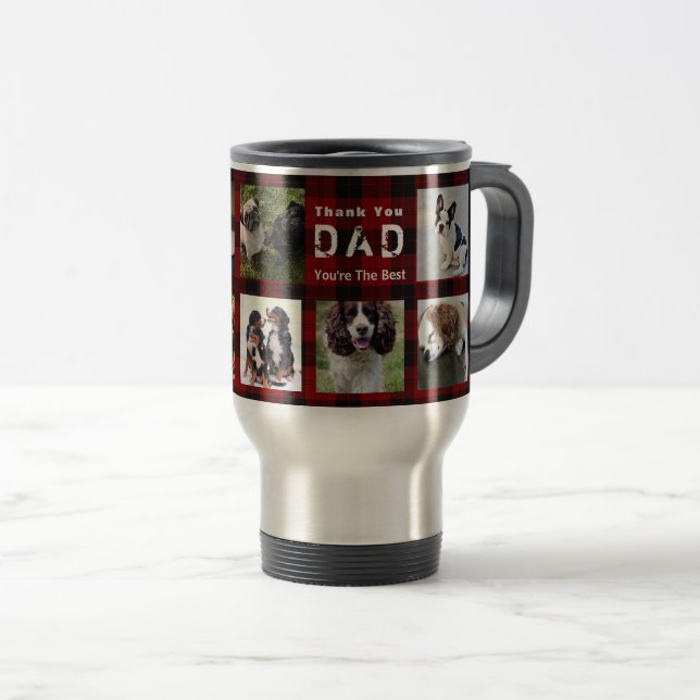 Merci DAD 9 x Collage photo Mug Buffalo Plaid (Devant droit)