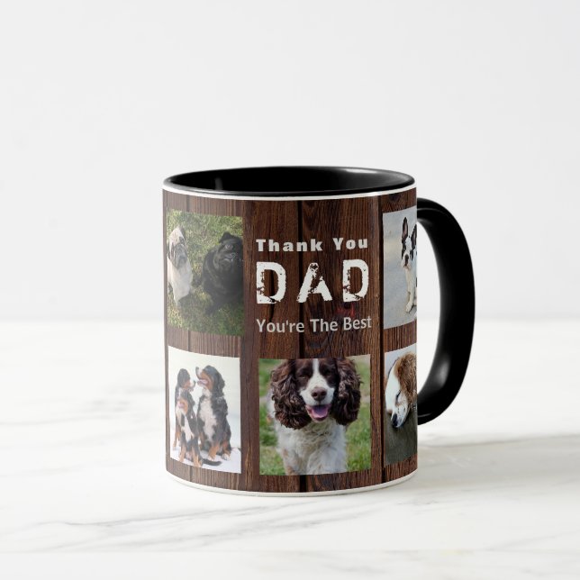 Merci DAD Photo Collage Mug Rustique (Devant droit)