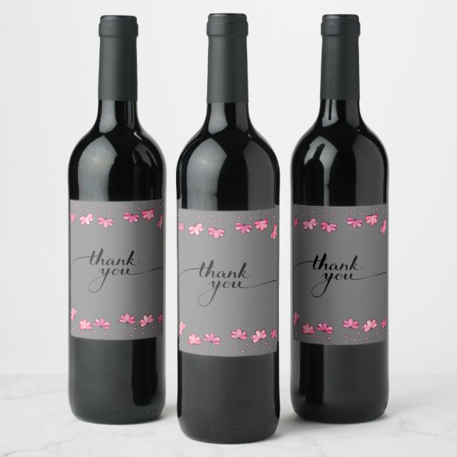 Merci Danke Party Special Geschenk Rose Red White Weinetikett (Flaschen)