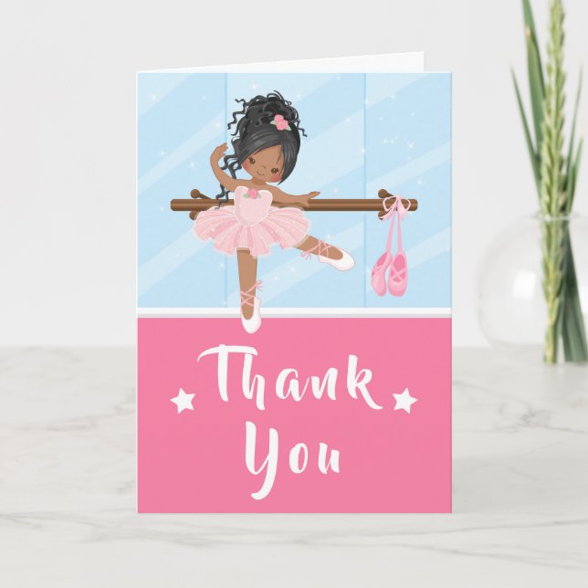 Merci d'anniversaire afro-américain Ballerina rose (Devant)