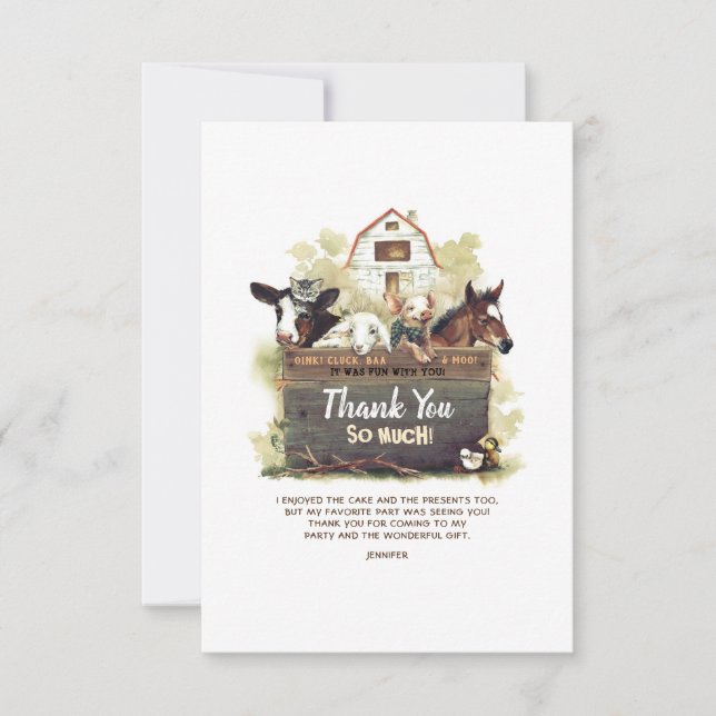 Merci d'anniversaire de ferme (Devant)