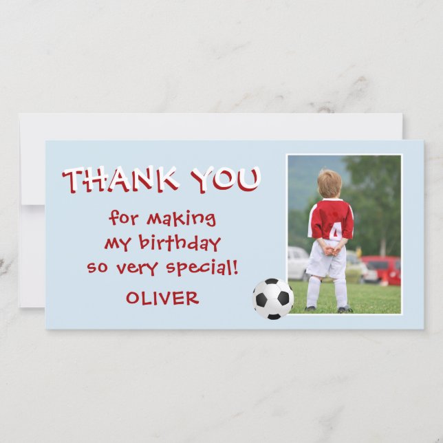 Merci d'anniversaire de football Carte photo (Devant)